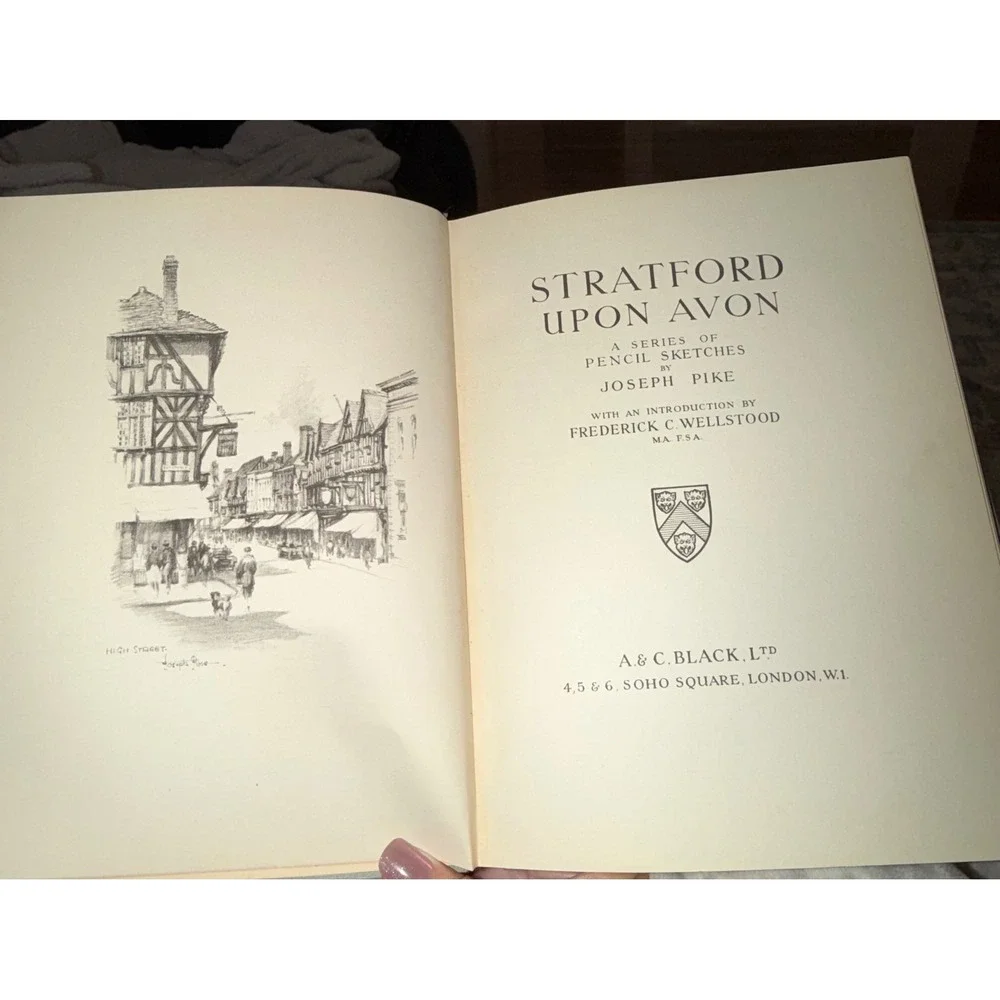 A & C Black Stratford Upon Avon Book Joseph Pike 1929 Blue Pencil Sketches‎ Art